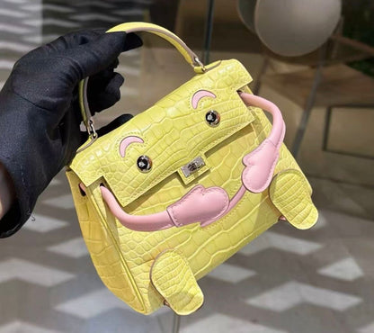 Hermès Kelly Doll Mimosa Matte Alligator & Sakura Swift Palladium hardware