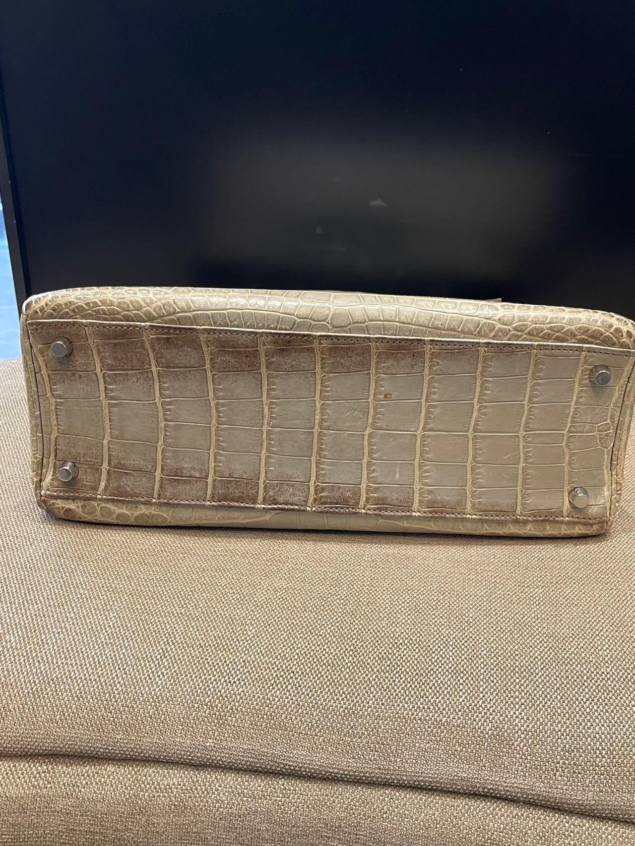 Hermès Kelly 32 Himalaya Gris Cendre Crocodile leather Palladium Hardware