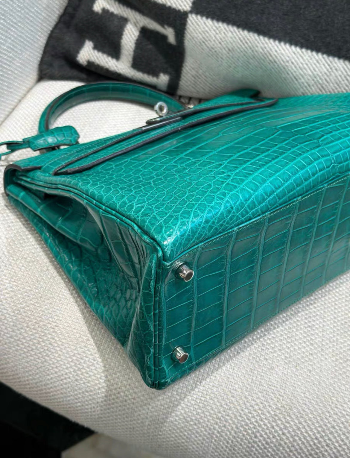 Hermès Malachite Matte Alligator Kelly Retourne 32 Palladium Hardware