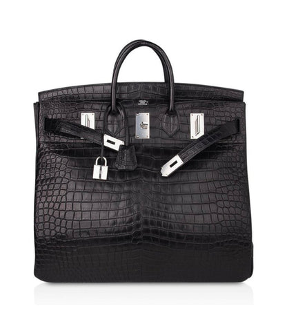 Hermes Hac 50 Birkin Black Matte Porosus Crocodile Palladium Hardware