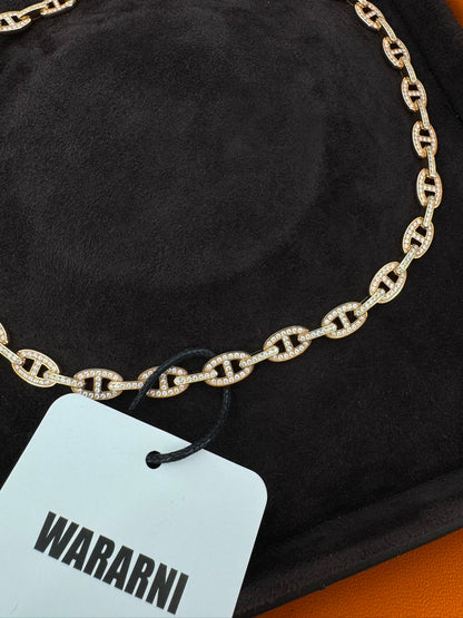 Hermes Chaine d'ancre Enchaine 18k Rose Gold Diamond Link Necklace