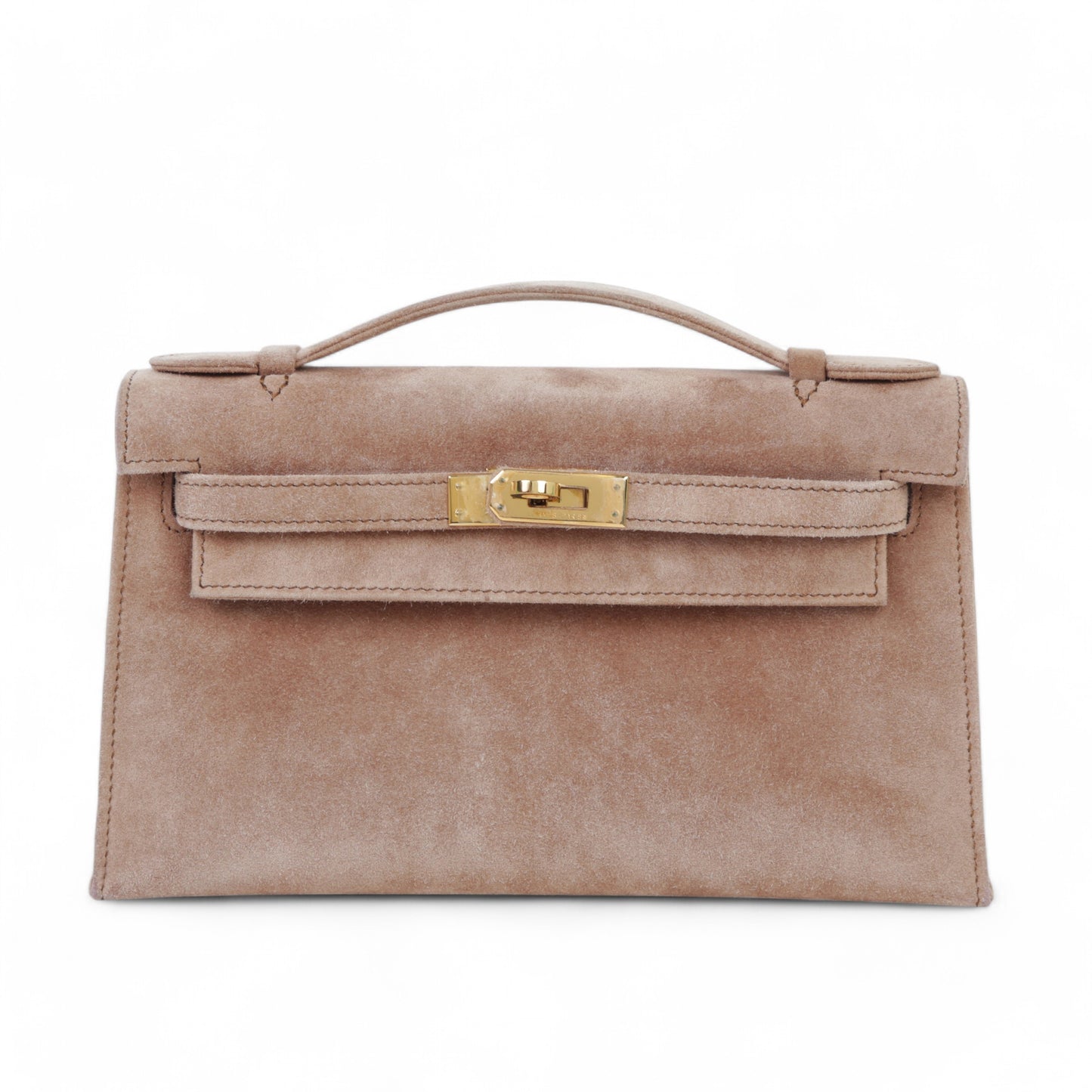 HERMÈS Kelly Pochette Doblis Suede Gold hardware Square