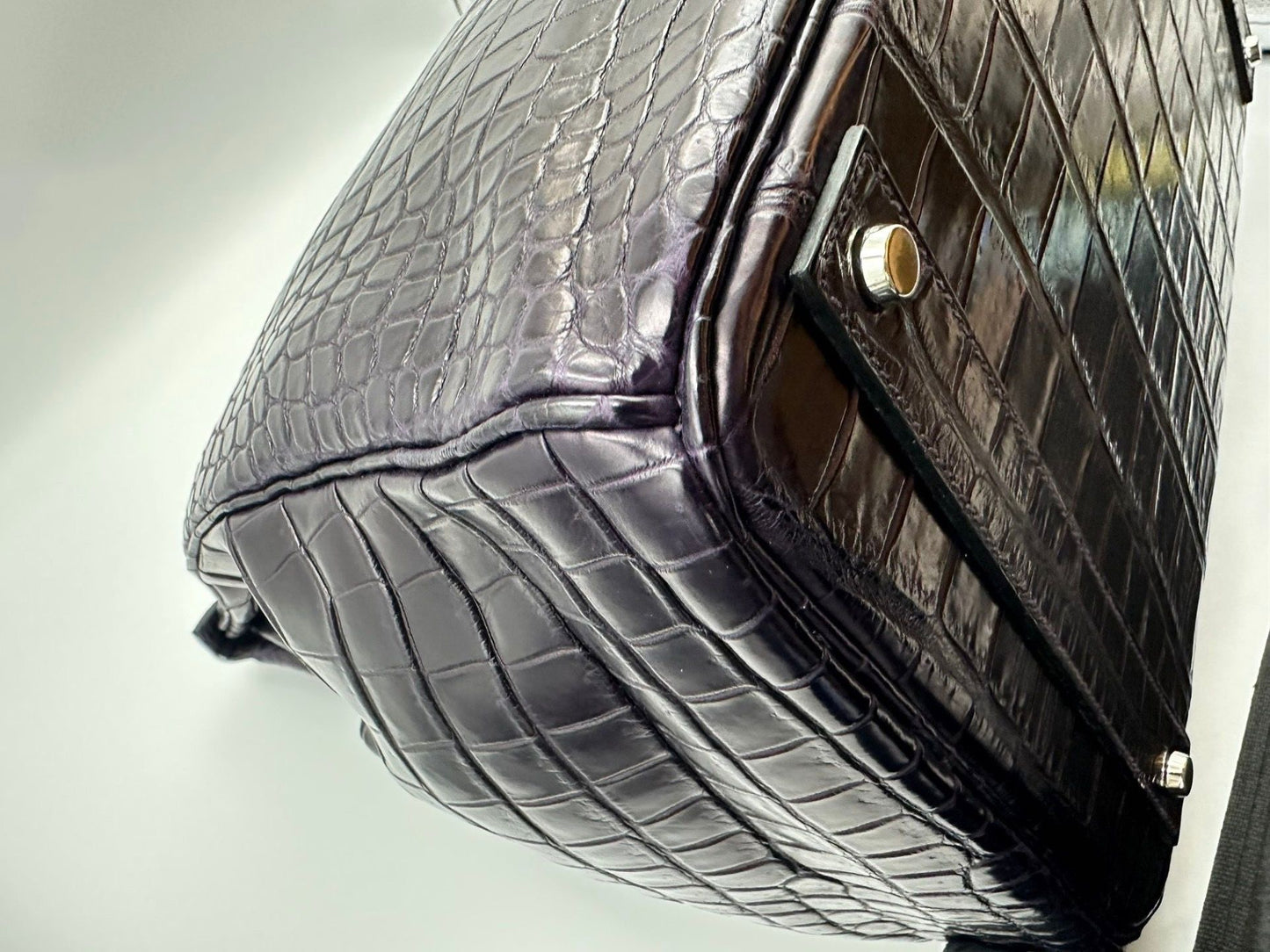 Hermes Birkin HAC 40 Prunoir Matte Crocodile leather palladium hardware