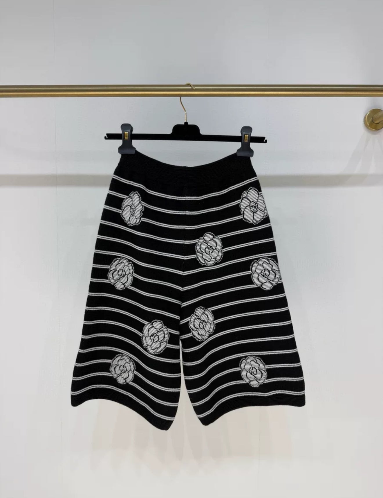 Chanel 23k Black & White Cashmere Bermuda Shorts