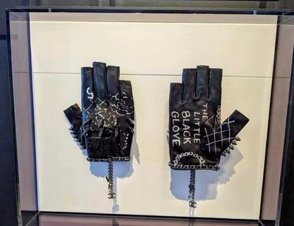 Rare* CHANEL 2013 Runway Spiked Fingerless Gloves - Karl signature gloves