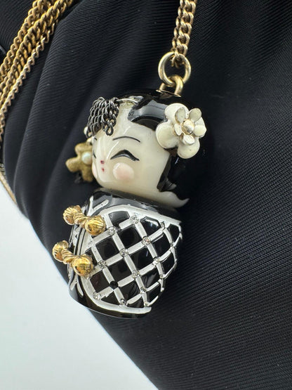 Chanel 10A Double C Acrylic Porcelain shanghai Doll Necklace