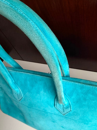 Hermès Birkin Shoulder JPG 42 Blue Turquoise Doblis Suede Leather Palladium Hardware – Ultimate Collector’s Masterpiece