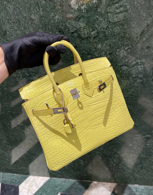 Hermes birkin25 9R Lime Matte Crocodile Leather Palladium Hardware