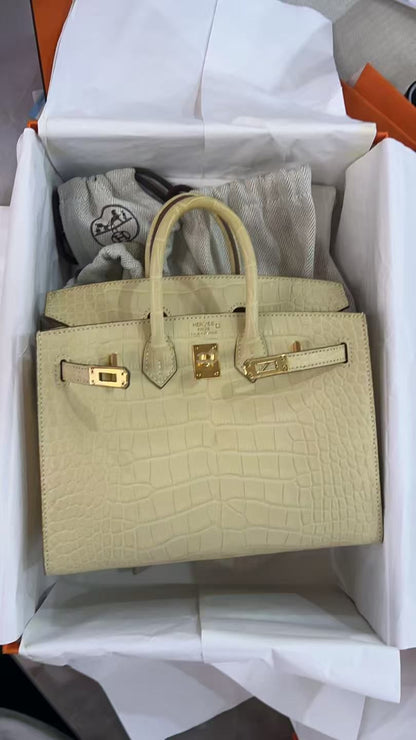 Hermes Birkin 20 Y1 Vanille Matte Crocodile Leather Gold Hardware