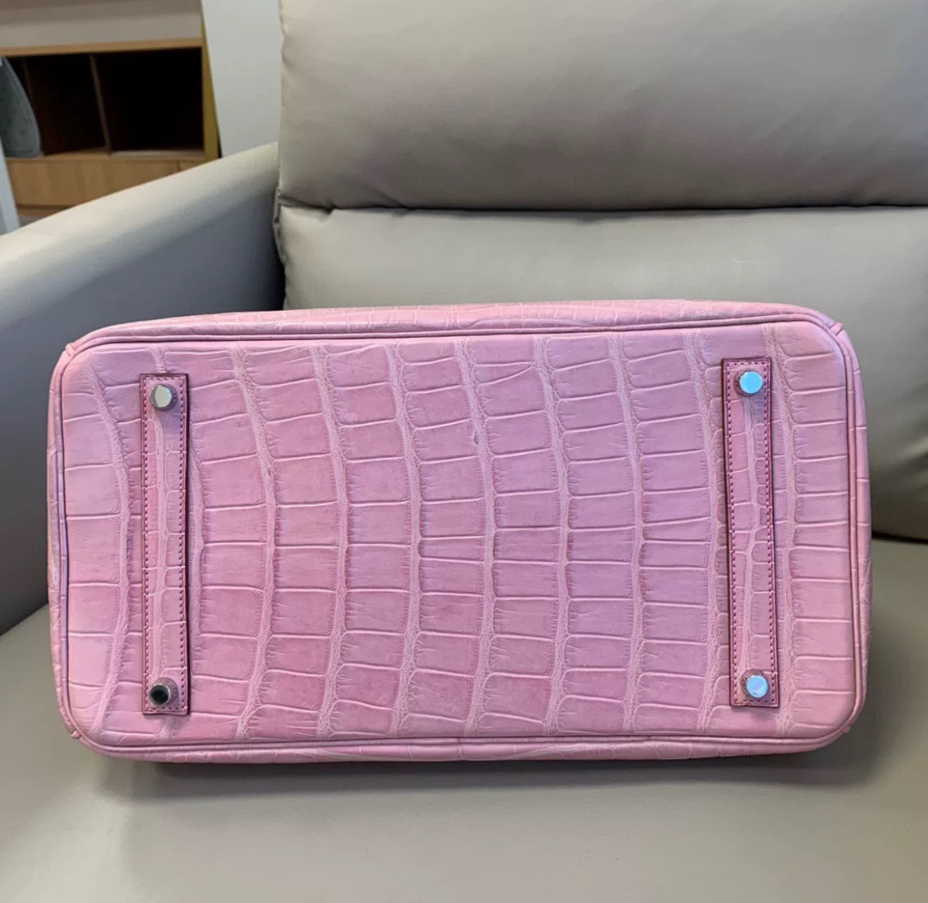 HERMES BIRKIN 35 BUBBLEGUM MATTE ALLIGATOR LEATHER PALLADIUM HARDWARE