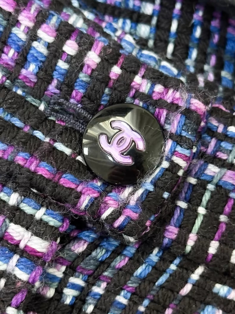 Chanel 23B purple mixed-colour tweed pants