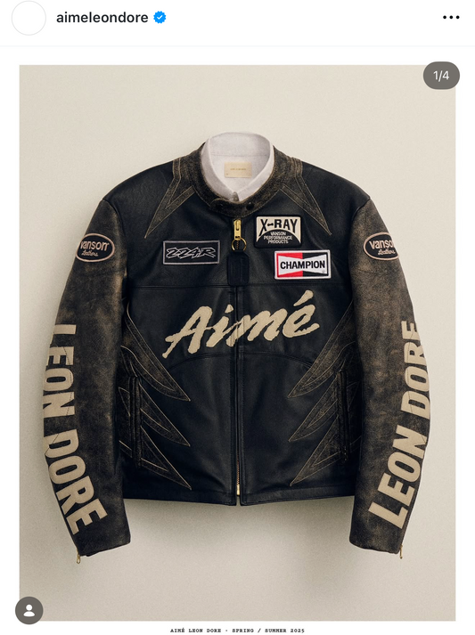 Aimé Leon Dore/ Vanson distressed Leather Moto Jacket - size M