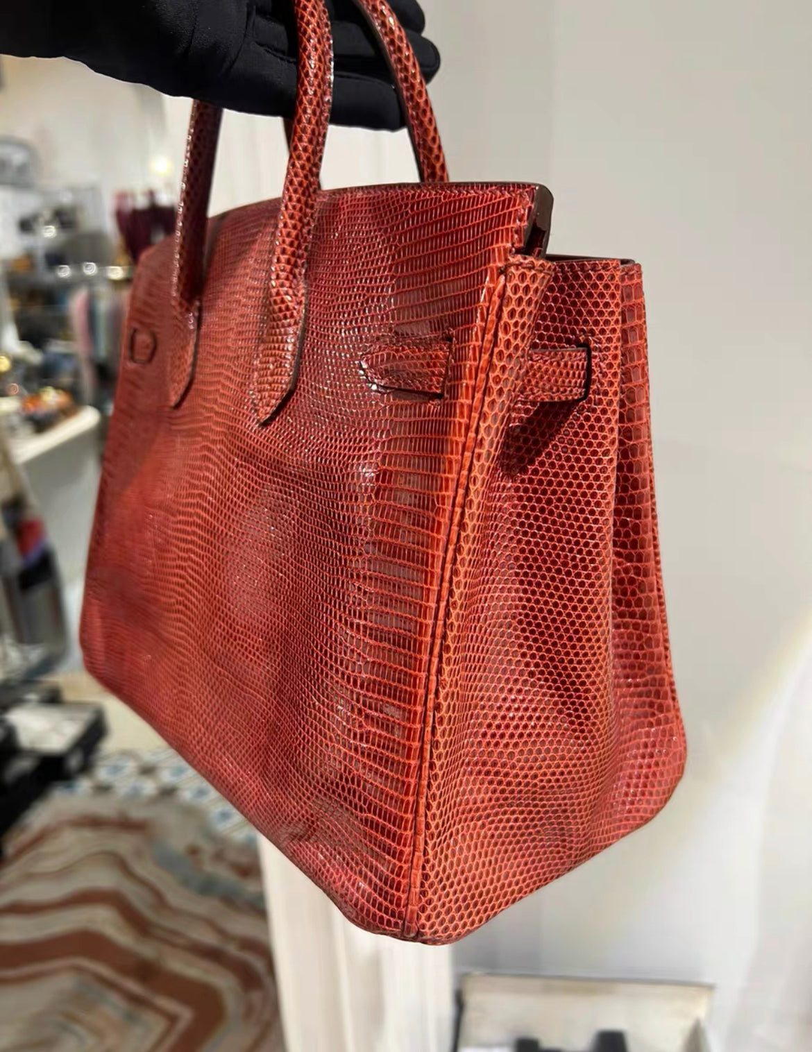 Hermès Birkin 25 Red Lizard Palladium Hardware