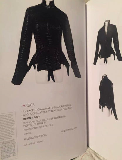 Hermes 2004 Matte Black Porosus crocodile leather jacket by Jean Paul Gaultier (ultra rare - archival - Museum piece)