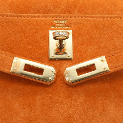 Hermès Kelly 25 Orange Doblis suede leather gold diamond hardware (Extremely rare)
