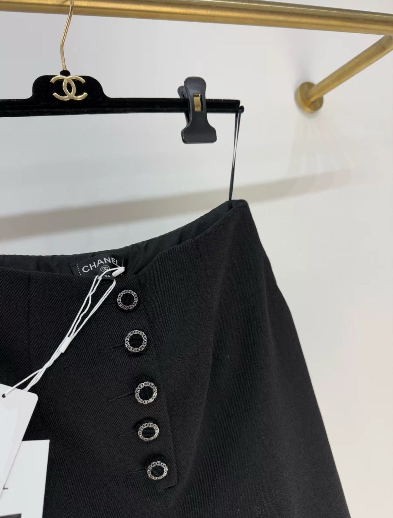 Chanel 23B Black Wool Bermuda Shorts