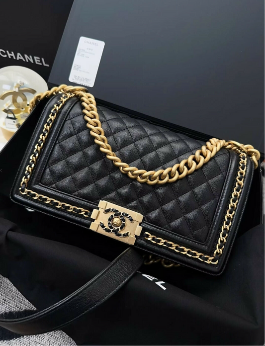 Chanel 23p limited edition Black leather and gold hardware & chain flap bag