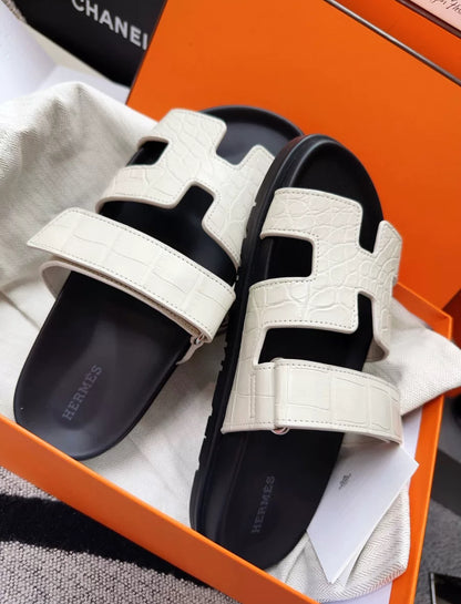 Hermès Chypre Sandals Crocodile Palladium Hardware