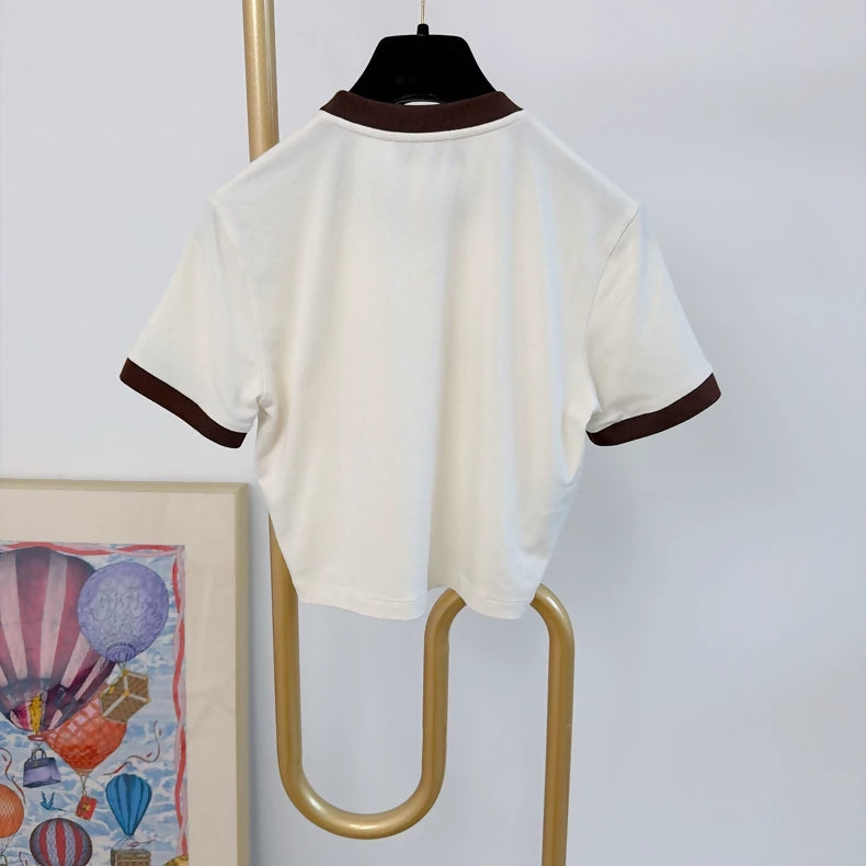 Miu miu Color Block Letter Print T-Shirt