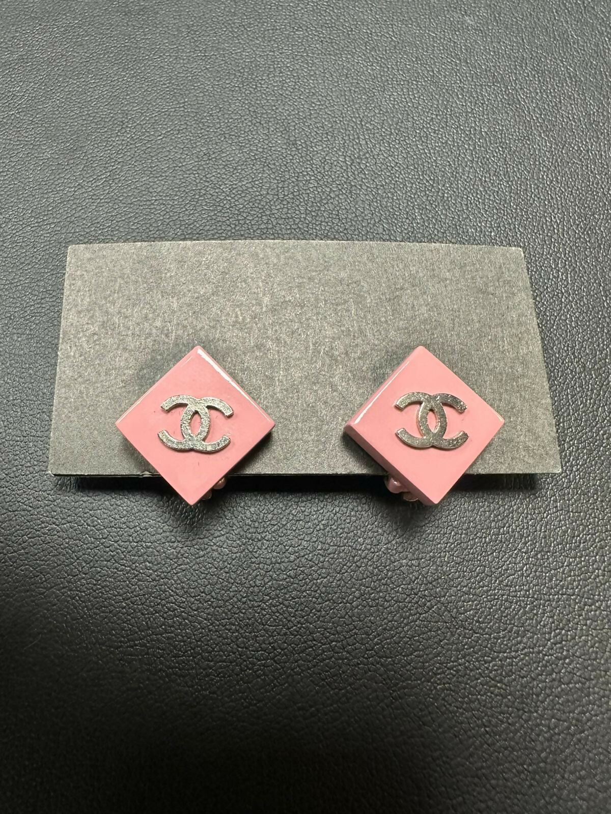 Chanel Vintage 04P Resin Pink Diamond Clip-on Earrings