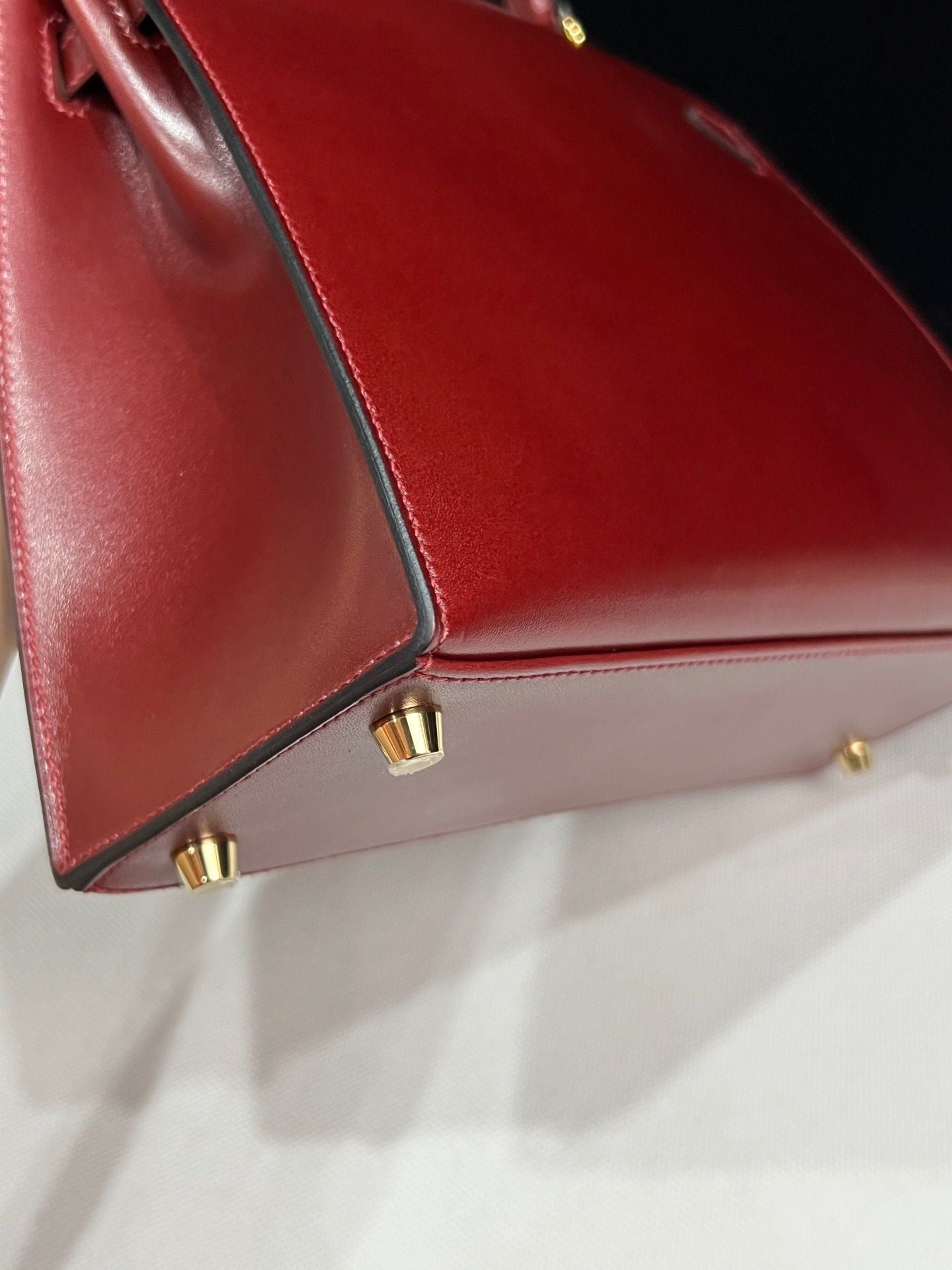 Hermes Kelly 25 red box leather Gold hardware