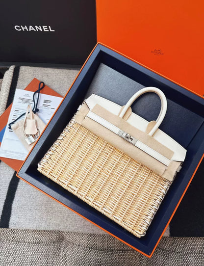 Limited Edition Hermes Birkin 25 Picnic Nata Palladium Hardware