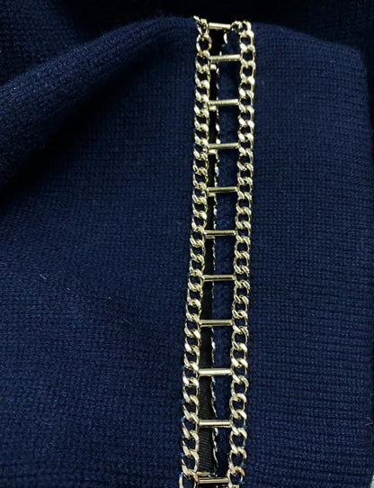 Chanel 20C dark blue knitted dress