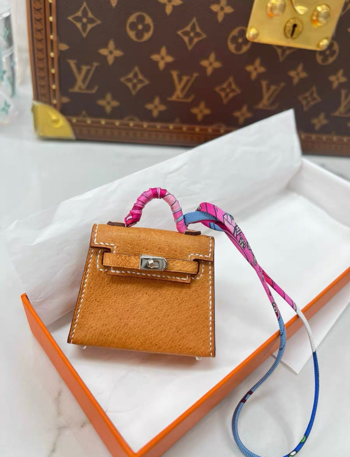 Hermès Toffee Pigskin Kelly Charm