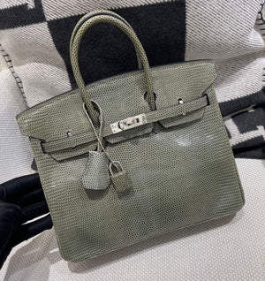Hermes Birkin 25 Gris lizard leather palladium hardware