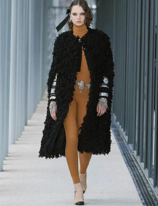 Chanel 22A Métiers d'Art Black Sequined Cape