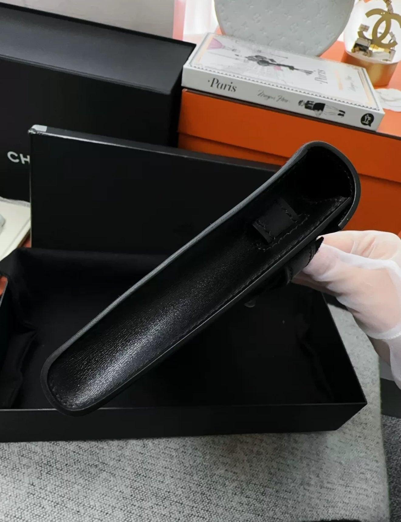 Hermes Kelly cut So Black Box Leather