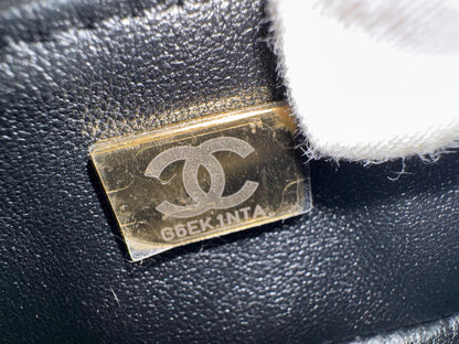 Chanel 2022 Beech Wood and Black Lambskin CC Vanity Case Brushed Gold Hardware