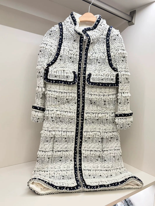 Chanel 2017 Black and White Beaded Tweed Jacket