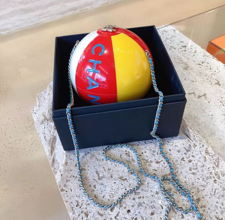 Chanel Limited Edition Red, Yellow, Blue and White Lucite Beach Ball Bag Pale Gold Hardware