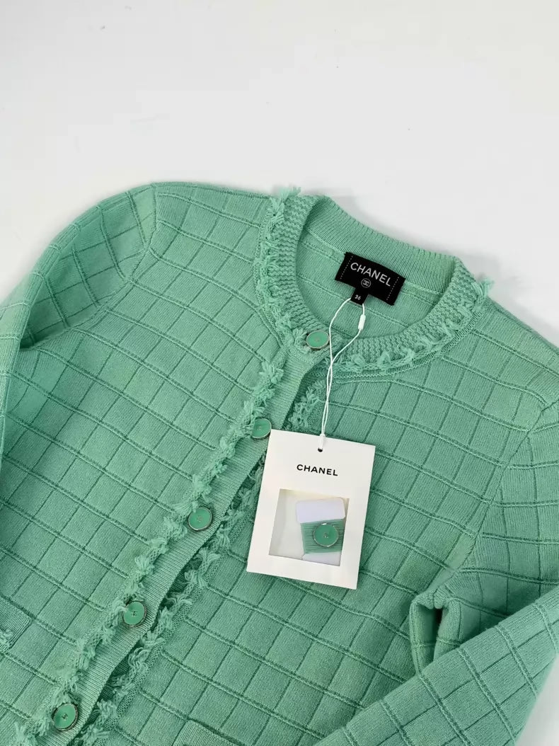 Chanel 26P Mint Green Cardigan