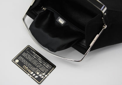 Chanel vintage black clutch with silver hardware handle