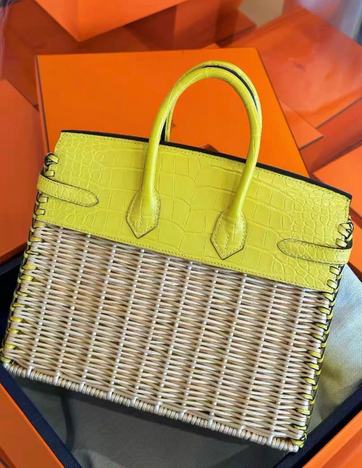 Hermès Birkin 25 Picnic Lime Matte Crocodile Palladium Hardware Horse stamp