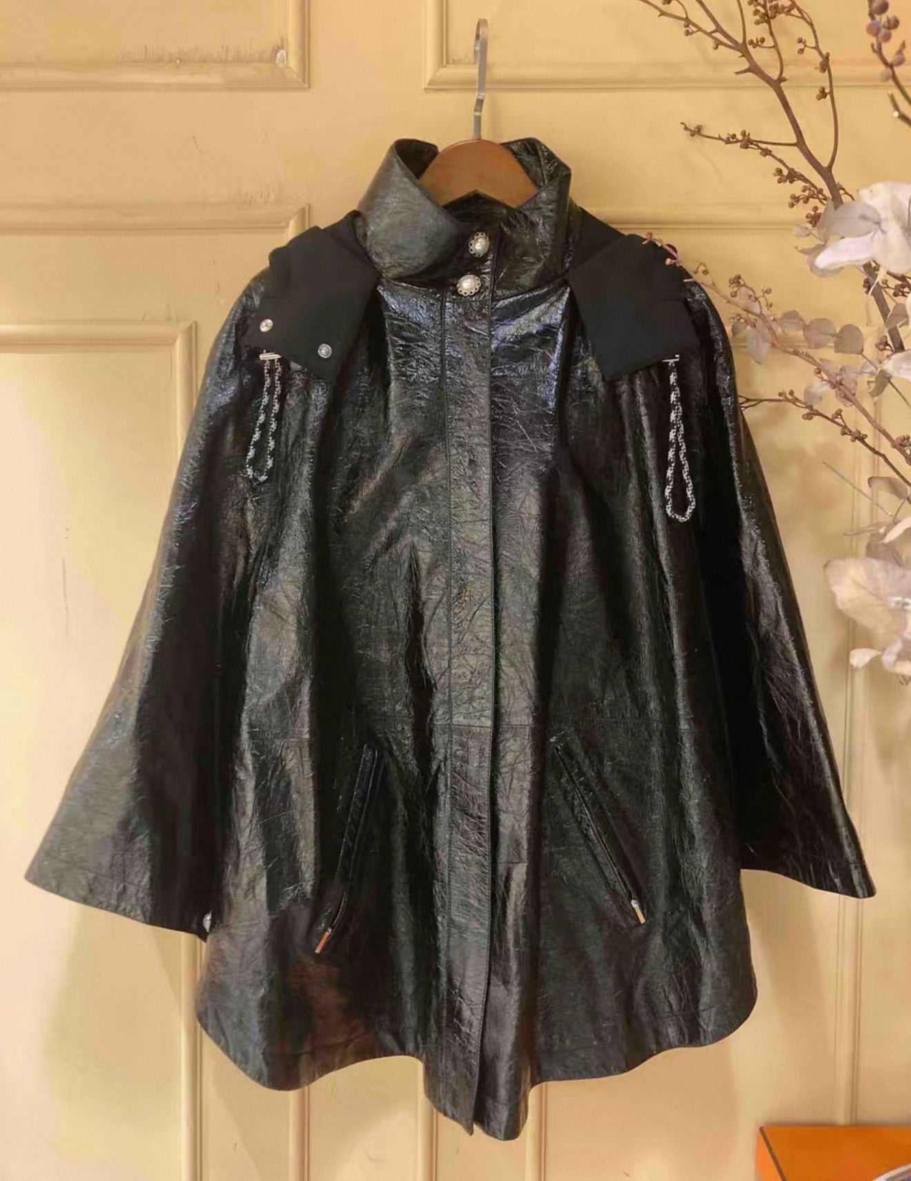 Chanel 19K leather cape coat