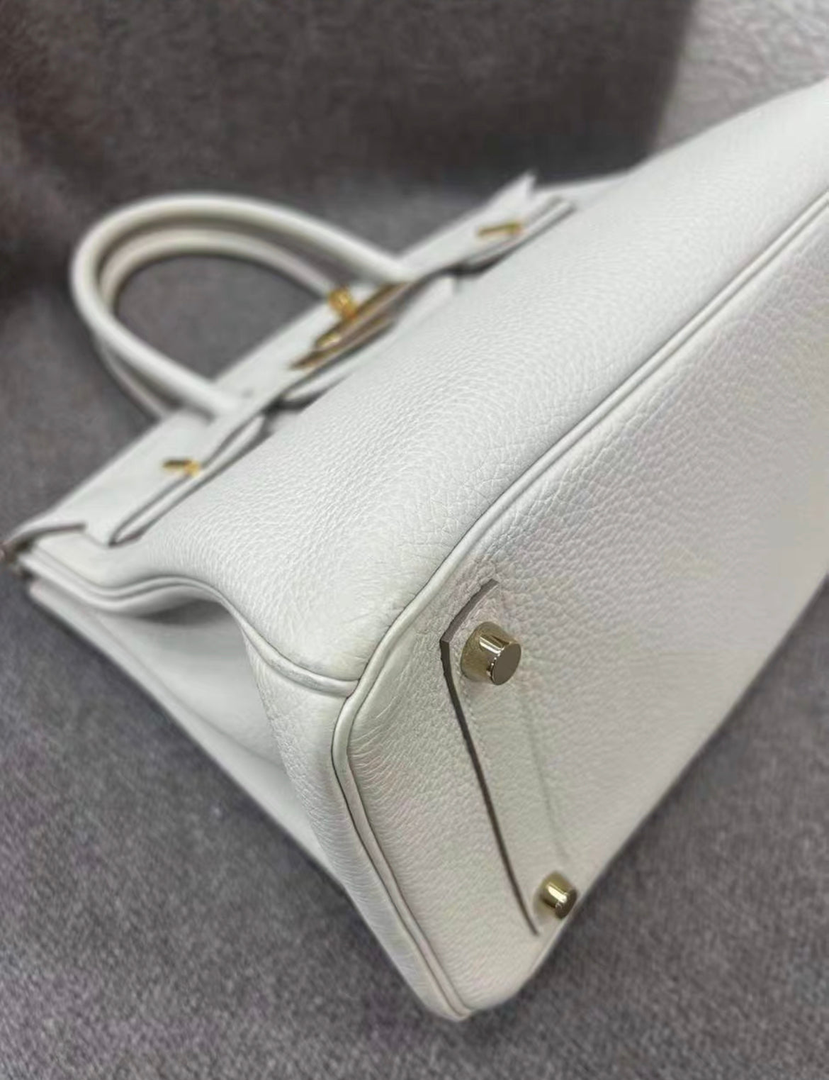 Hermes BIRKIN 30 Cream White Platinum Buckle TOGO leather