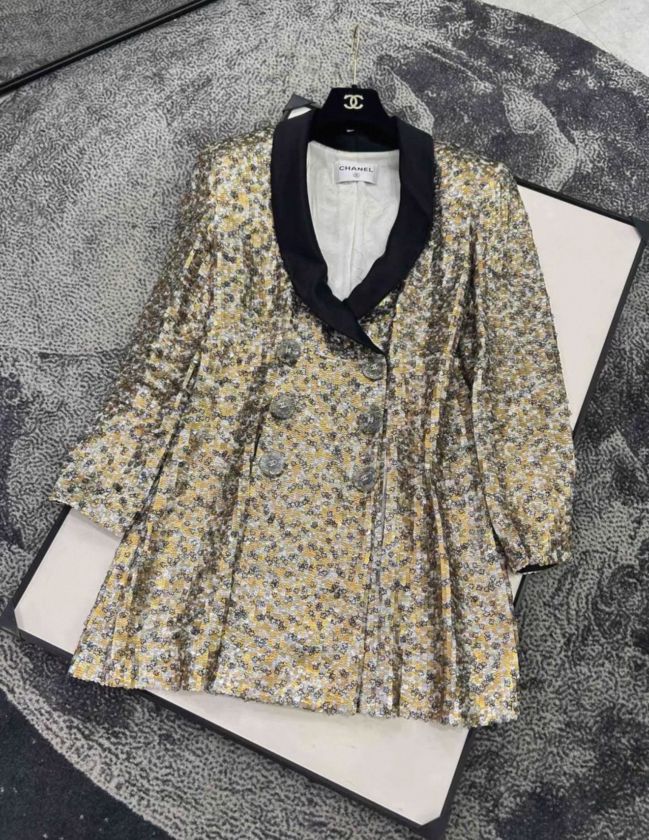 Chanel 17A Gold Sequin Jacket