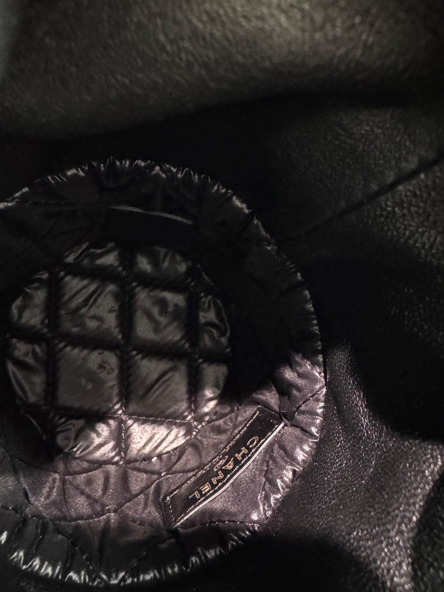 Chanel Black leather mini bucket bag silver hardware