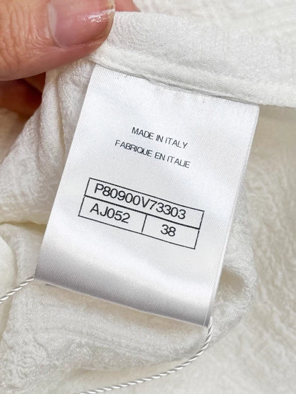 Chanel 26C  White Silk Jacquard Off-Shoulder Blouse