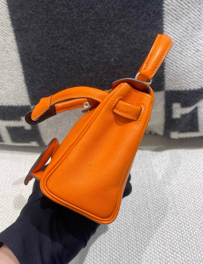 Hermes mini kelly doll Orange palladium hardware