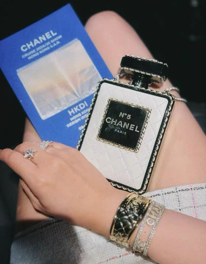 Chanel 22S limited edition White Quilted Leather Perfume Bottle Minaudiere Gold Hardware