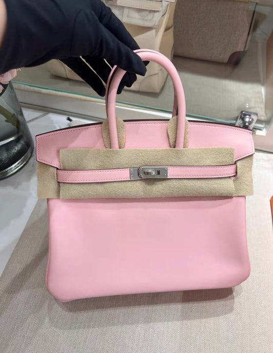 Hermes Birkin 25 Rose Sakura Pink Swift Palladium Hardware Handbag