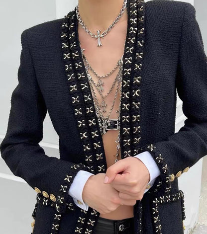 Chanel 17A Black Tweed Jacket