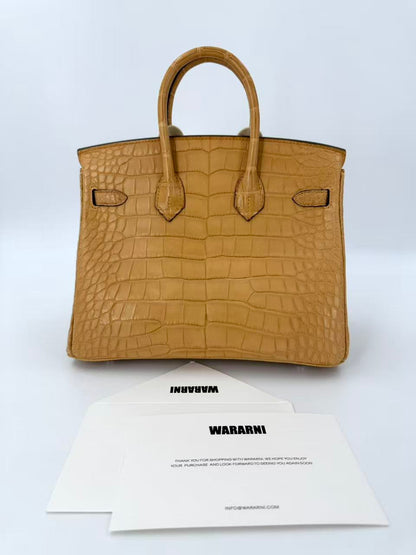 Hermes Birkin 25 Blond Matte Alligator Palladium hardware (new color)