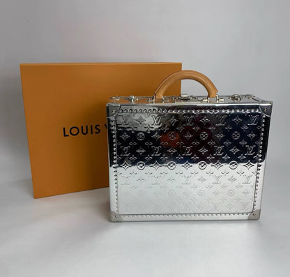 LOUIS VUITTON Silver Mirror Monogram Vinyl & Vachetta Leather Cotteville 40
