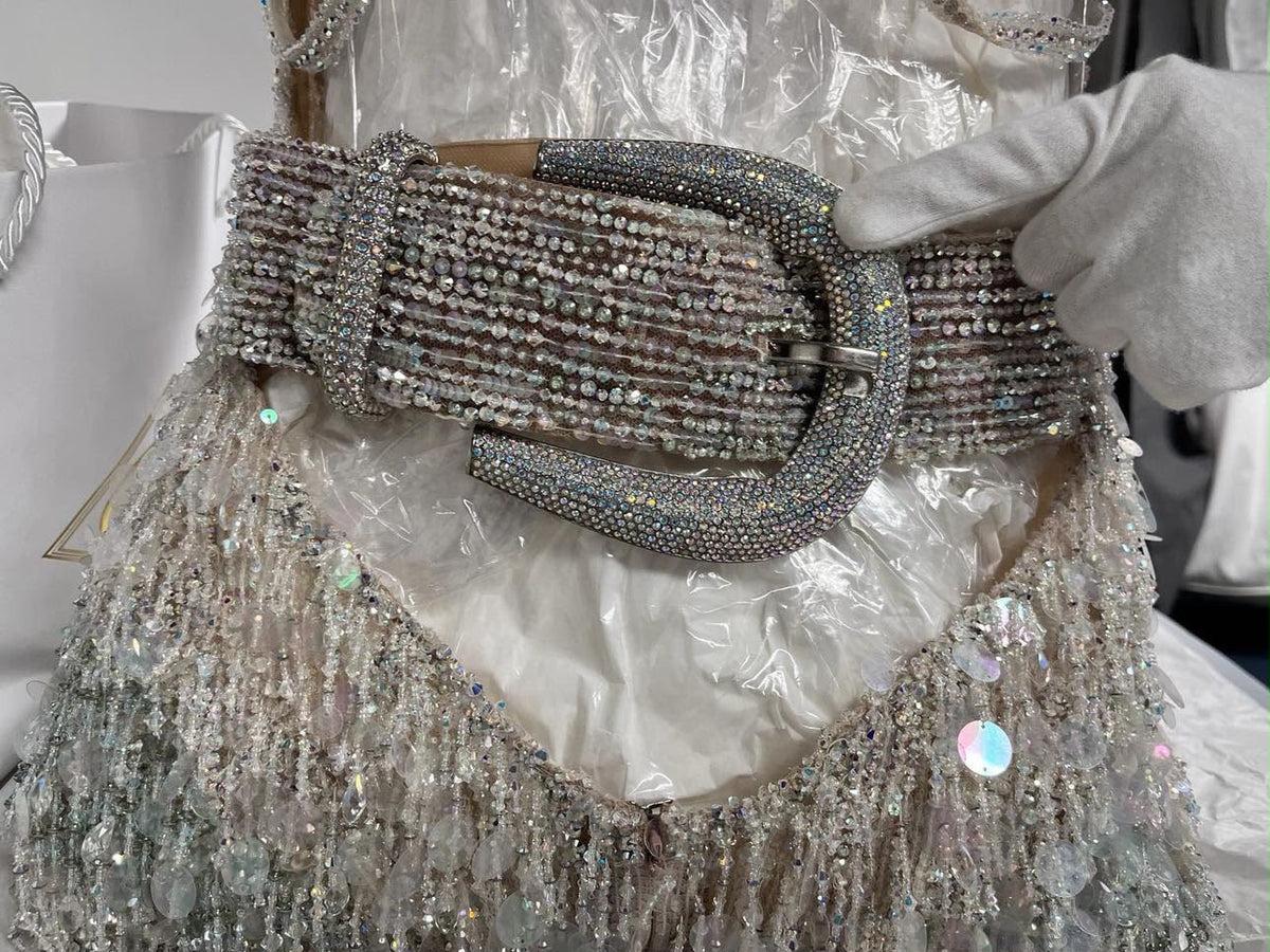 Versace met ball gala dress designed by Luigi (only 1 in the world worn by Jennifer Lopez)