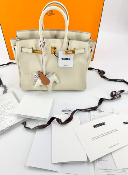 Hermes Birkin 25 Craie Swift leather gold hardware